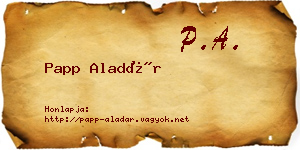 Papp Aladár névjegykártya